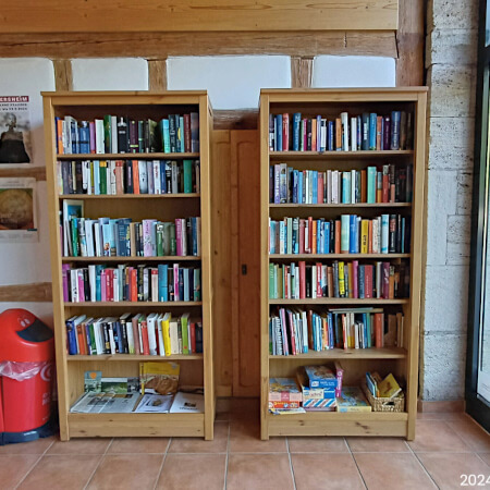 Foto: Een kast vol Duitse boeken
