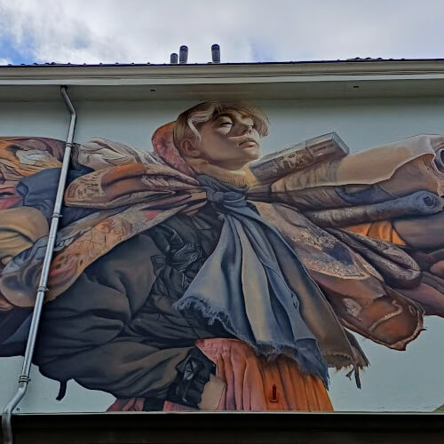 Fabrics & Orphans - Engestraat 25 - Artiest: Telmo Miel - Mooie mural, helaas is de foto wat minder goed gelukt Foto: Fabrics & Orphans - Engestraat 25 - Artiest: Telmo Miel - Mooie mural, helaas is de foto wat minder goed gelukt